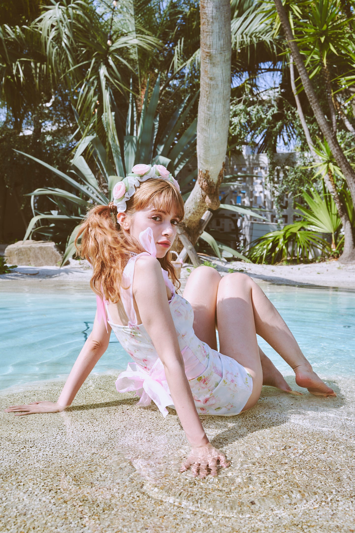 Seaside Mermaid Serenade Floral One-Piece Swimsuit