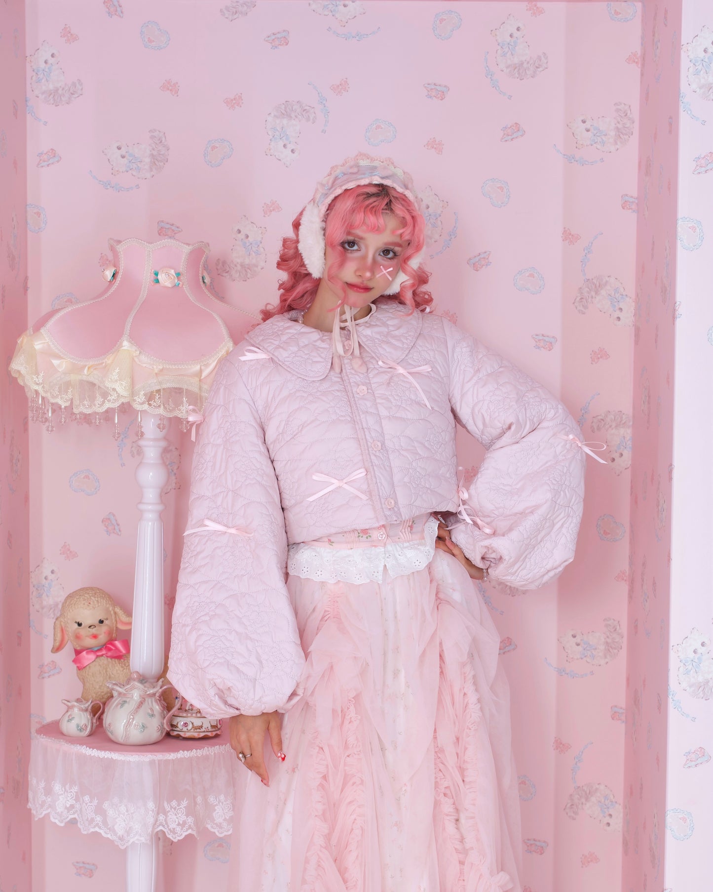 Ribboned Angel’s Puff Jacket - Pink // PREORDER