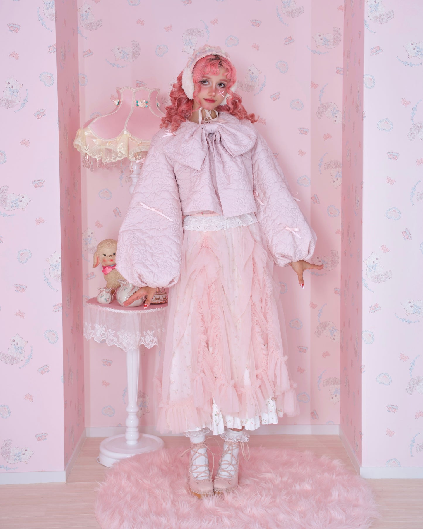 Ribboned Angel’s Puff Jacket - Pink // PREORDER
