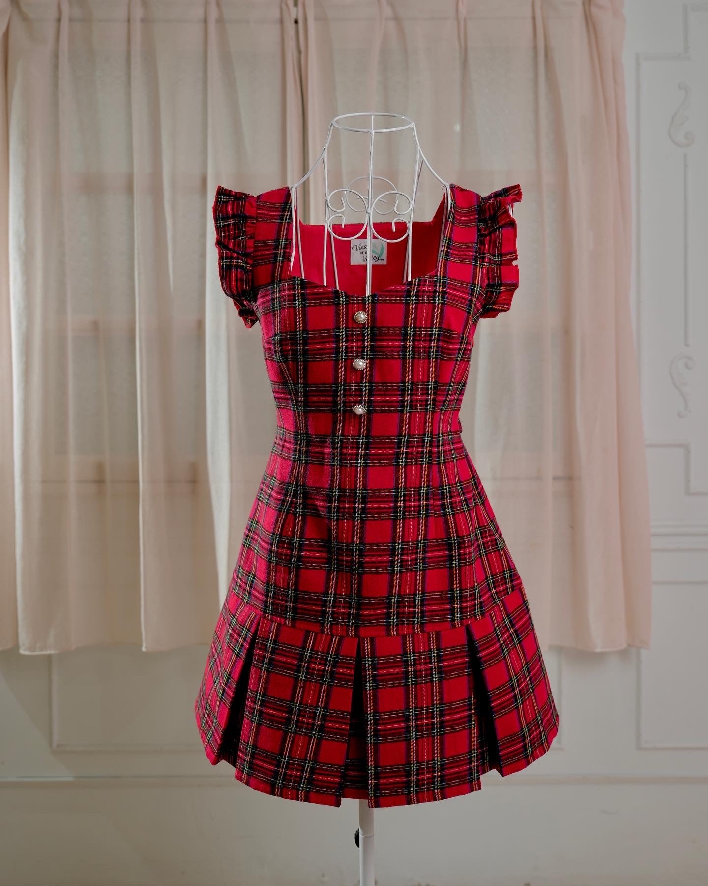 Prep School Idol Red Check DRESS