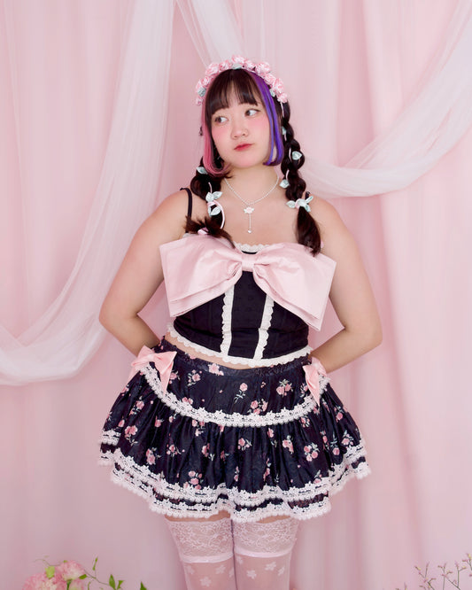 Angel Ribbon Bustier - Black x Pink // PREORDER