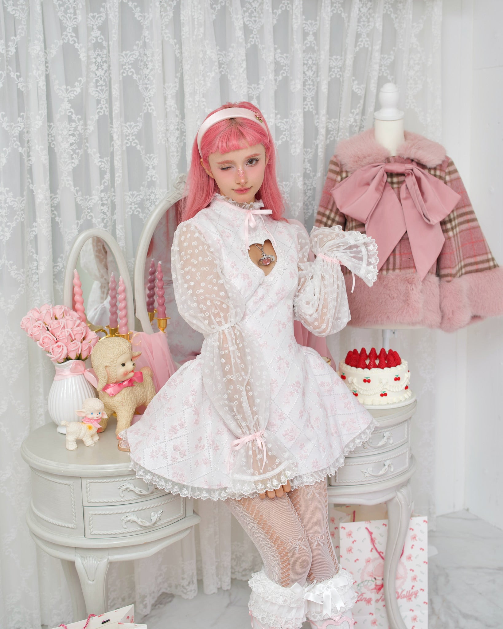 Cherub's Touch Heart Cutout Dress - Sakura Pink // PREORDER – Vina