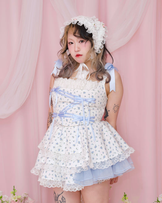 Gift Wrap Corset Blouse - Blue // PREORDER