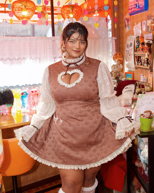 Cherub's Touch Heart Cutout Dress - Chocolate Brown // PREORDER