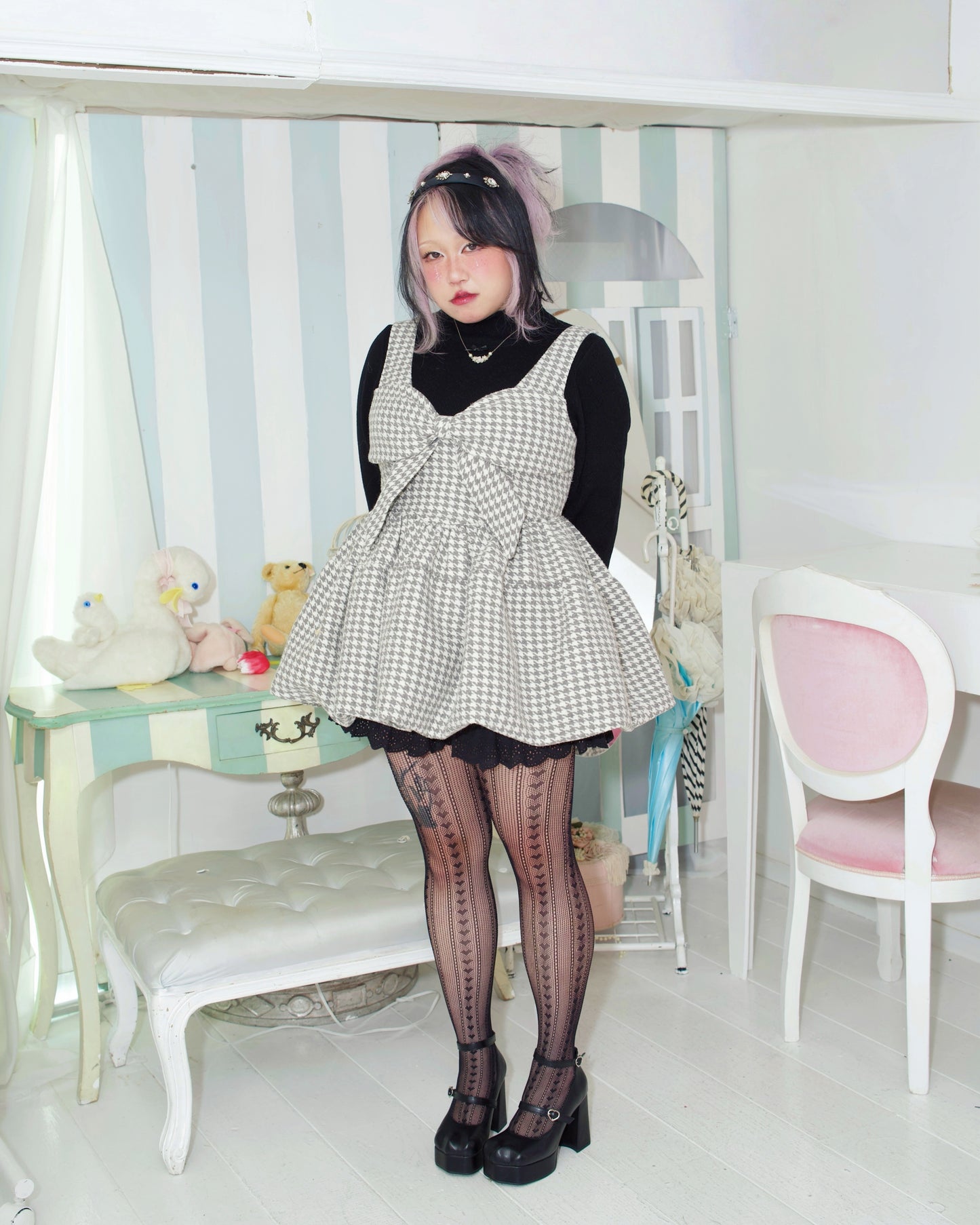 Chérie Ribbon Dress Grey // PREORDER