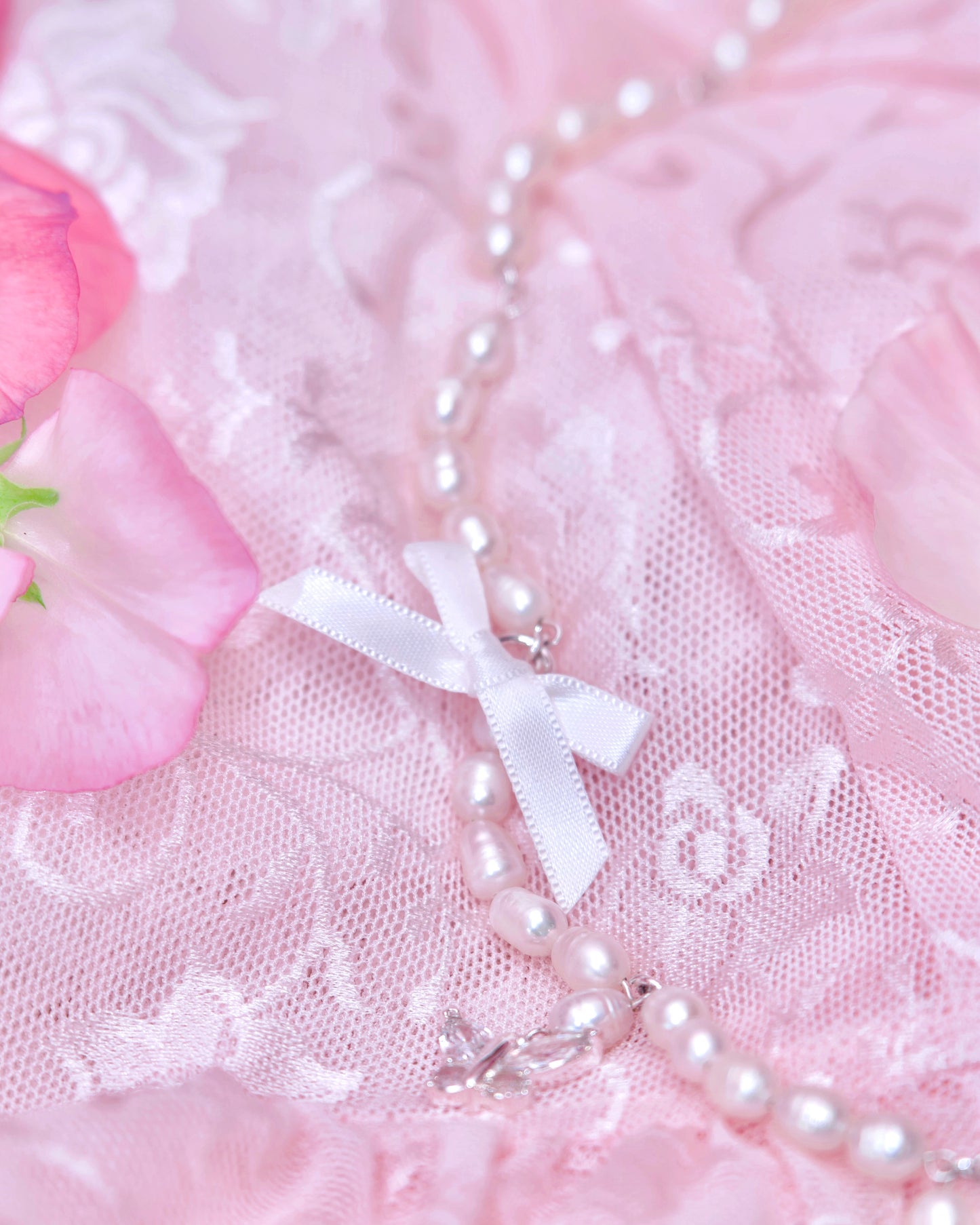 Tied in Pearls Butterfly Necklace - White