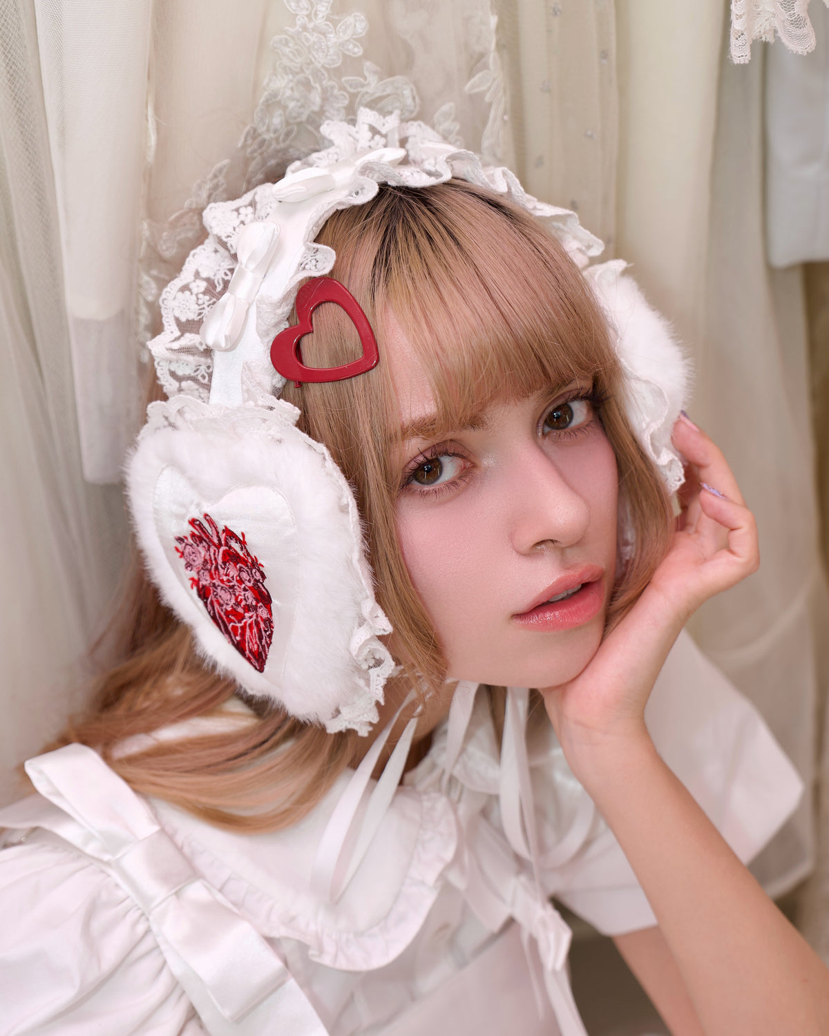 Anatomical Heart Ear Muffs - White // PREORDER