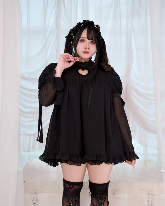 Heart Locked Babydoll Dress - Black // PREORDER