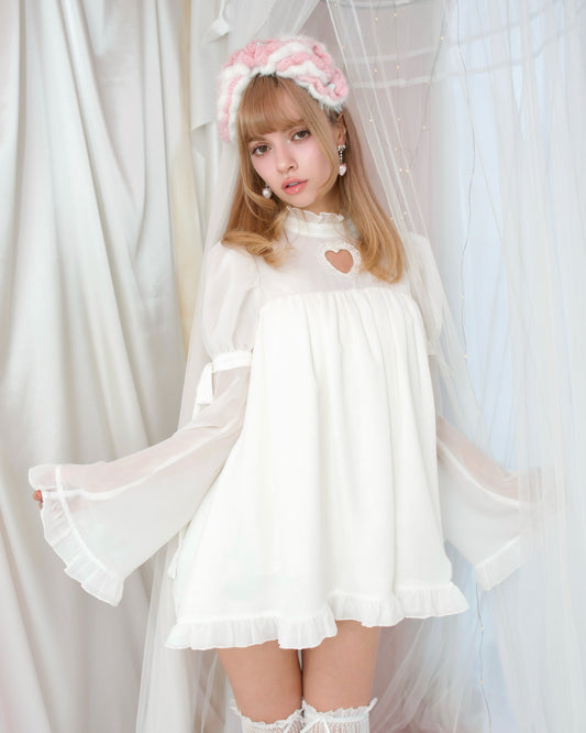 Heart Locked Babydoll Dress - White // PREORDER