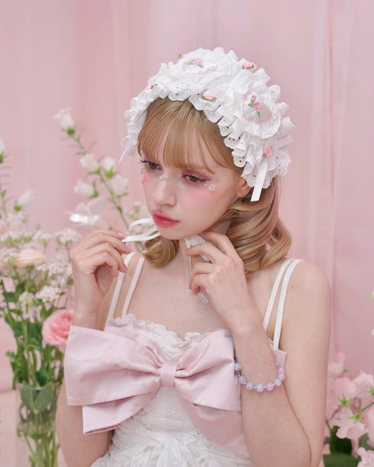 Heartbeat Rose Headdress - White