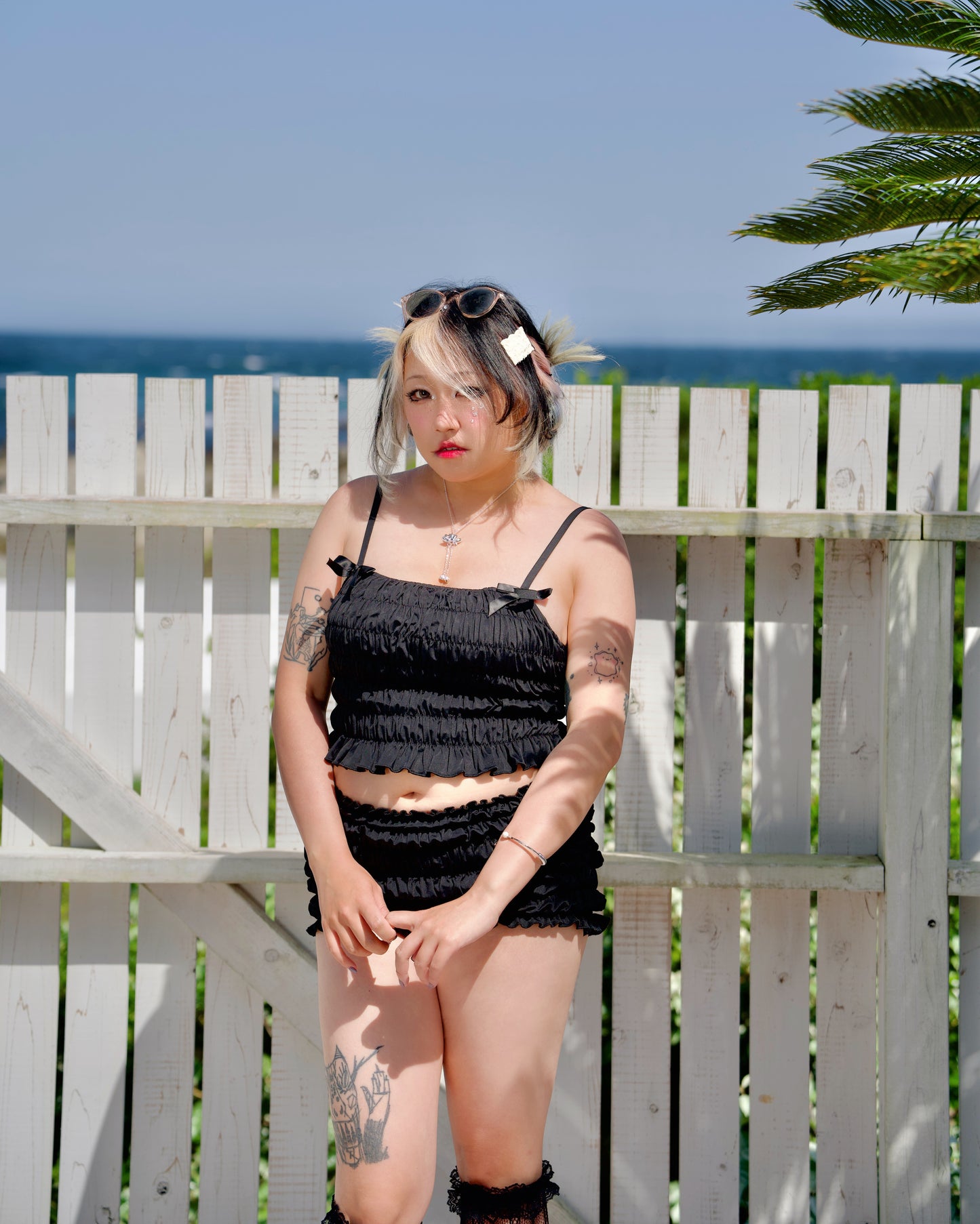 Vintage Sweetheart Two Piece Swimsuit Black TOP PREORDER