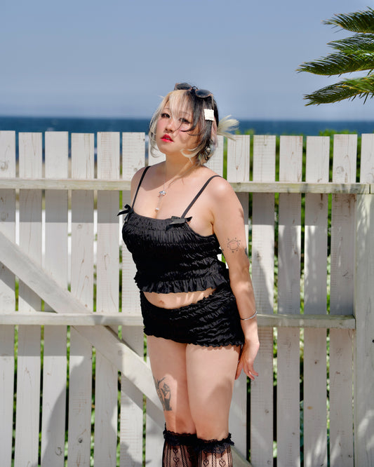 Vintage Sweetheart Two Piece Swimsuit Black TOP