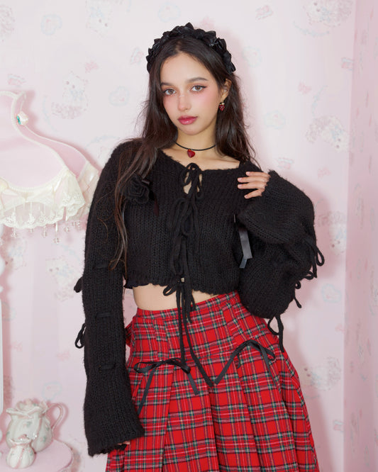 Marshmallow Rose Cardigan - Black // PREORDER