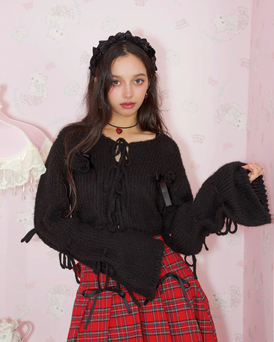 Marshmallow Rose Cardigan - Black // PREORDER