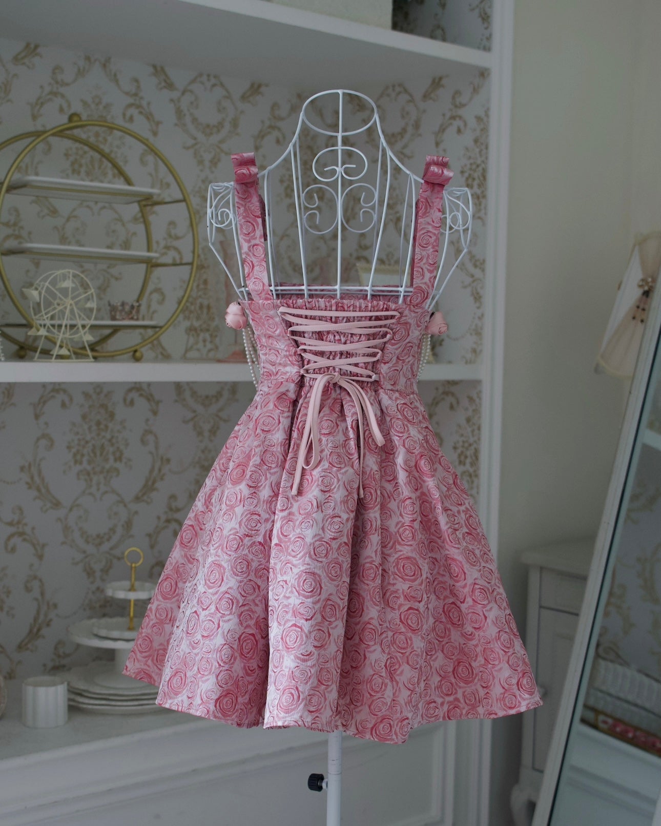 Roses And Pearls Ribbon Strap Dress
