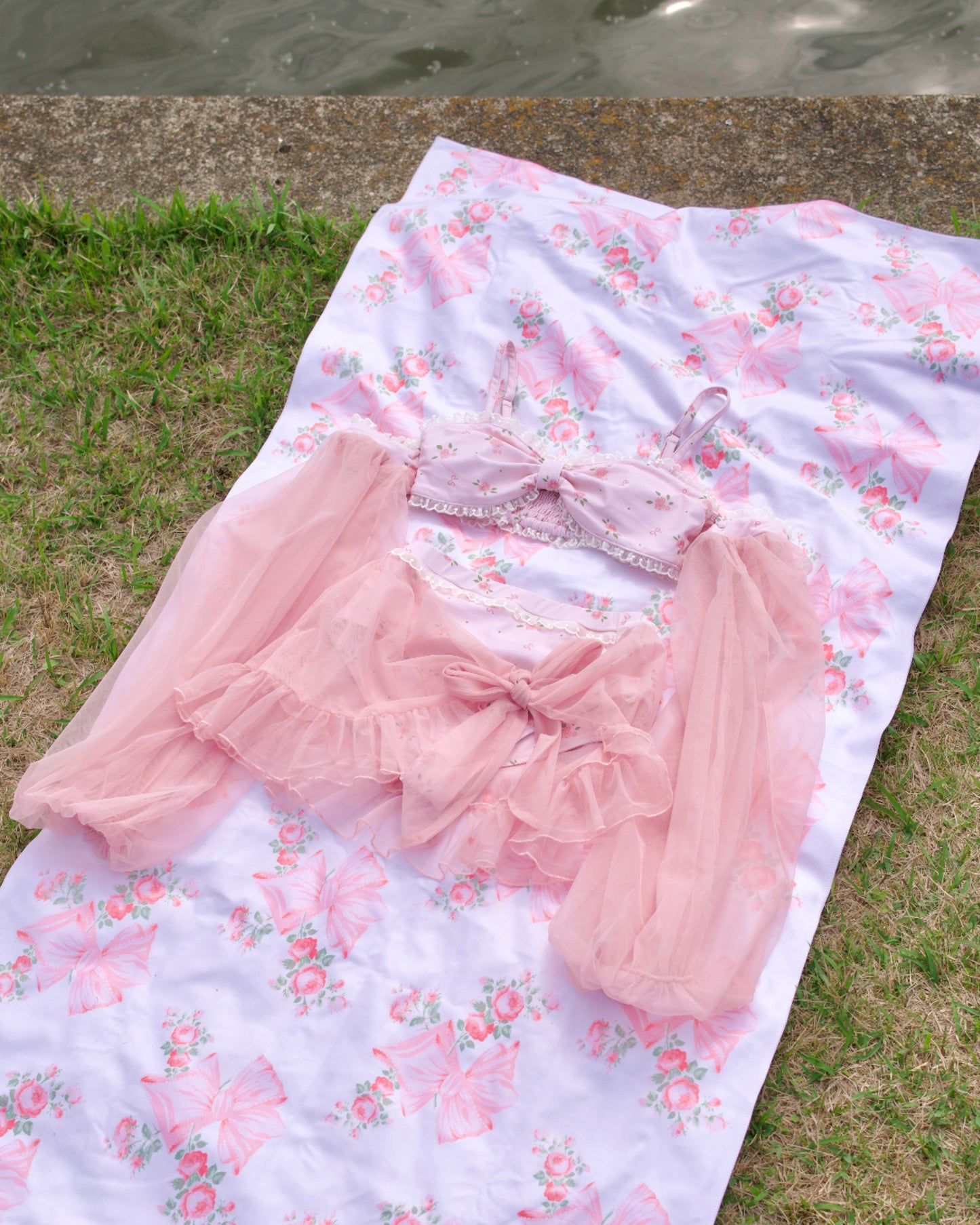 Flutters in the Breeze Two Piece Swimsuit Pink BOTTOM PREORDER