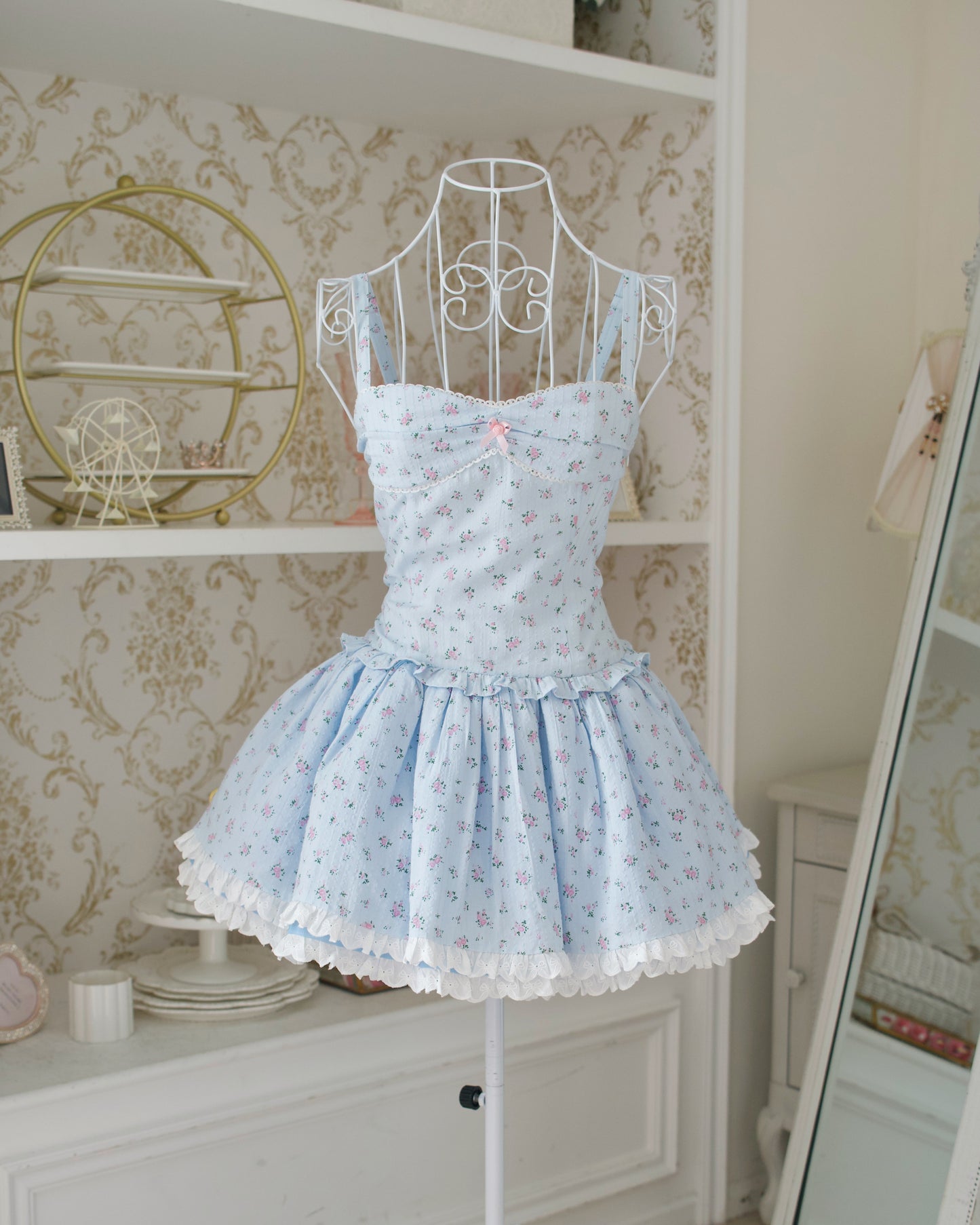 Garden Ballerina Mini Dress Blue