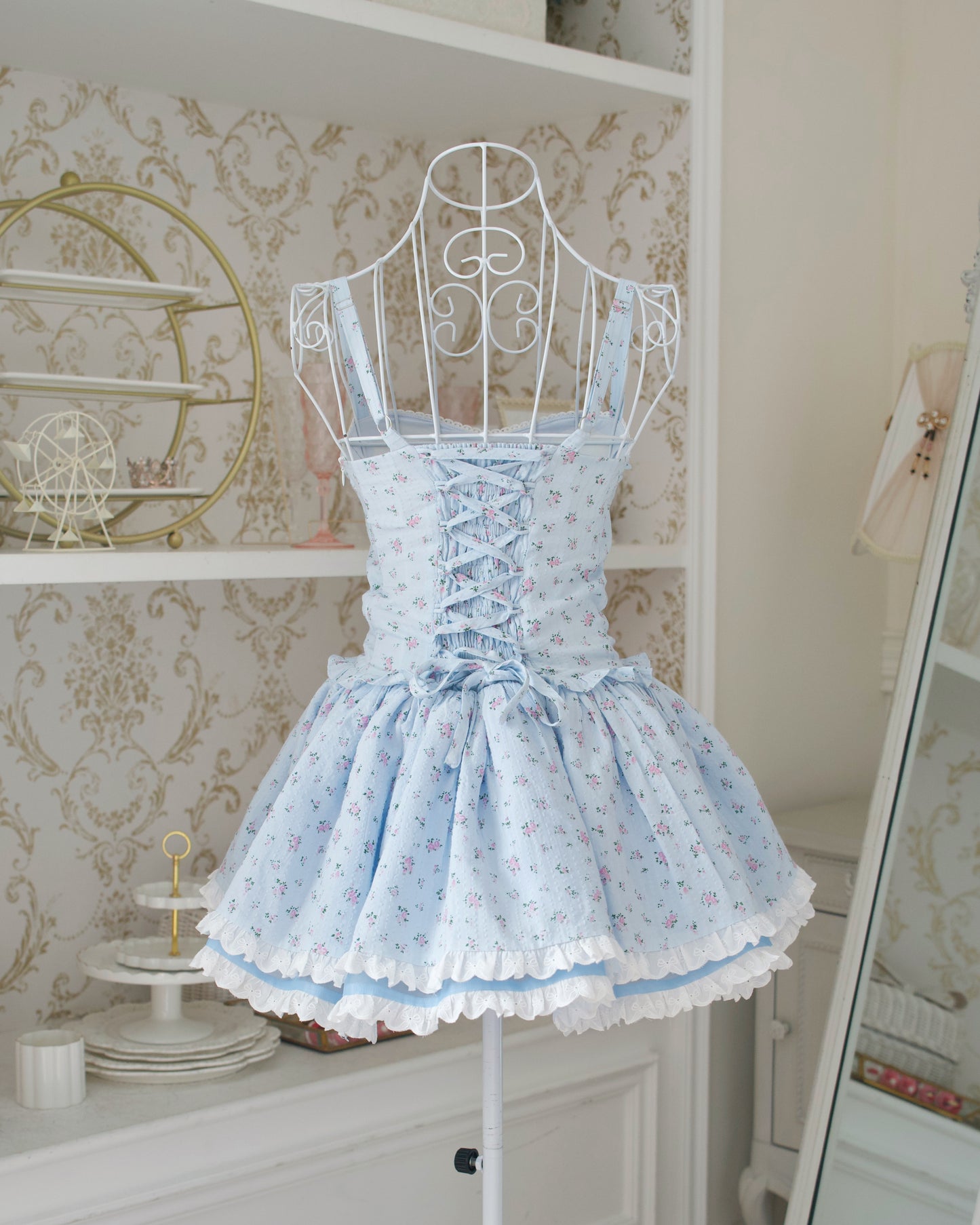 Garden Ballerina Mini Dress Blue