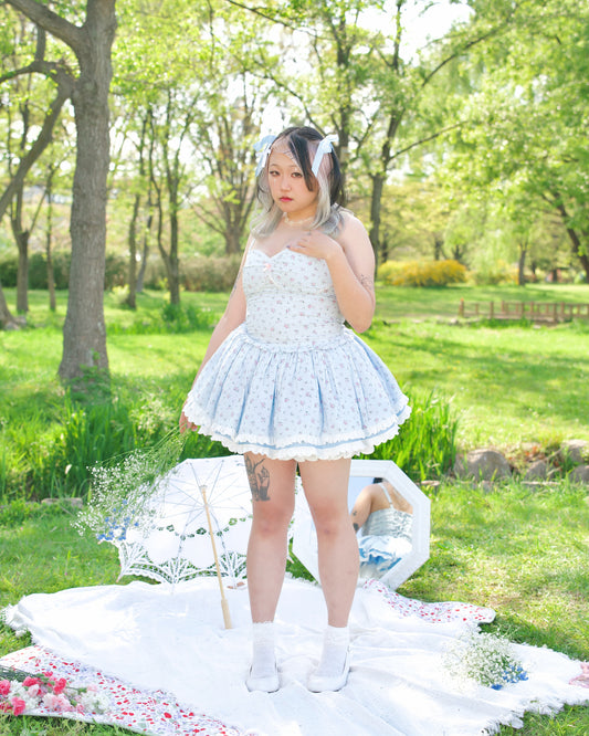 Garden Ballerina Mini Dress Blue