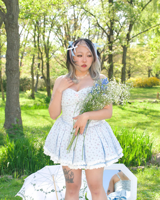 Garden Ballerina Mini Dress Blue