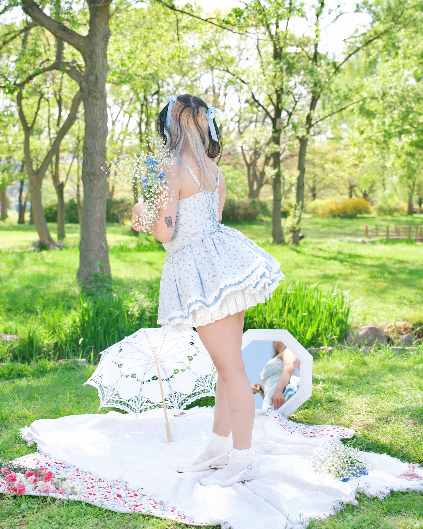 Garden Ballerina Mini Dress Blue