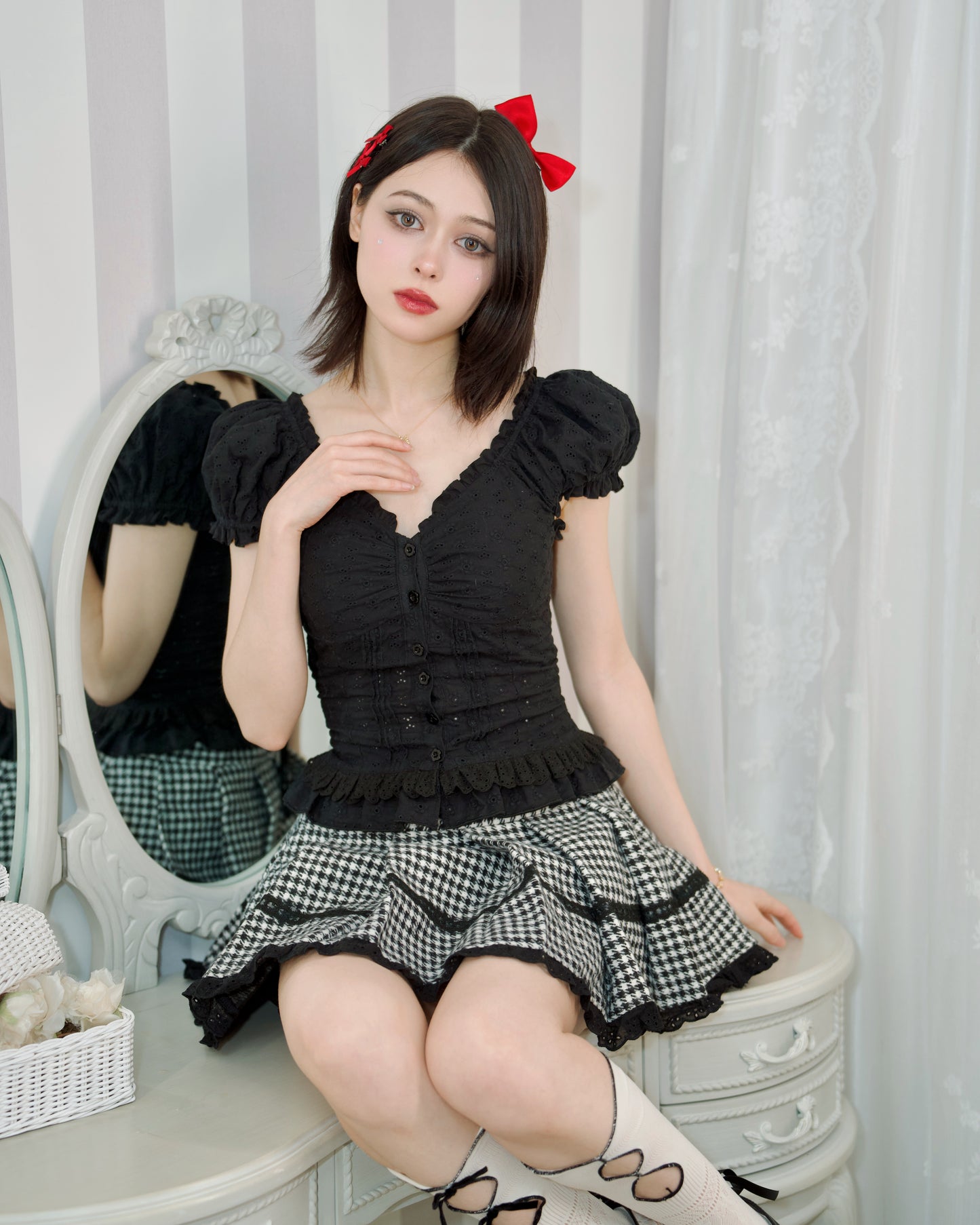Shojo Girl Cotton Blouse Black