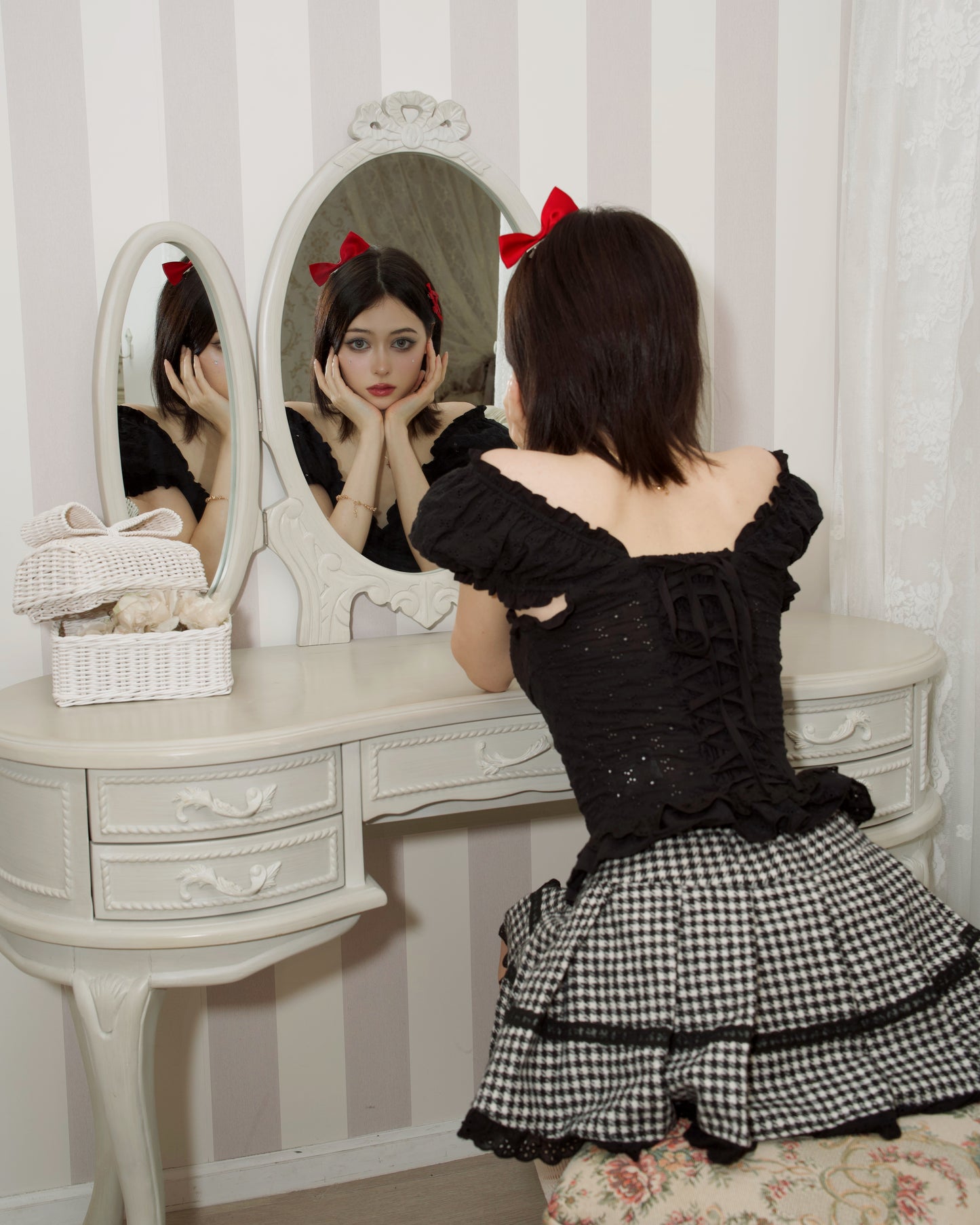 Shojo Girl Cotton Blouse Black