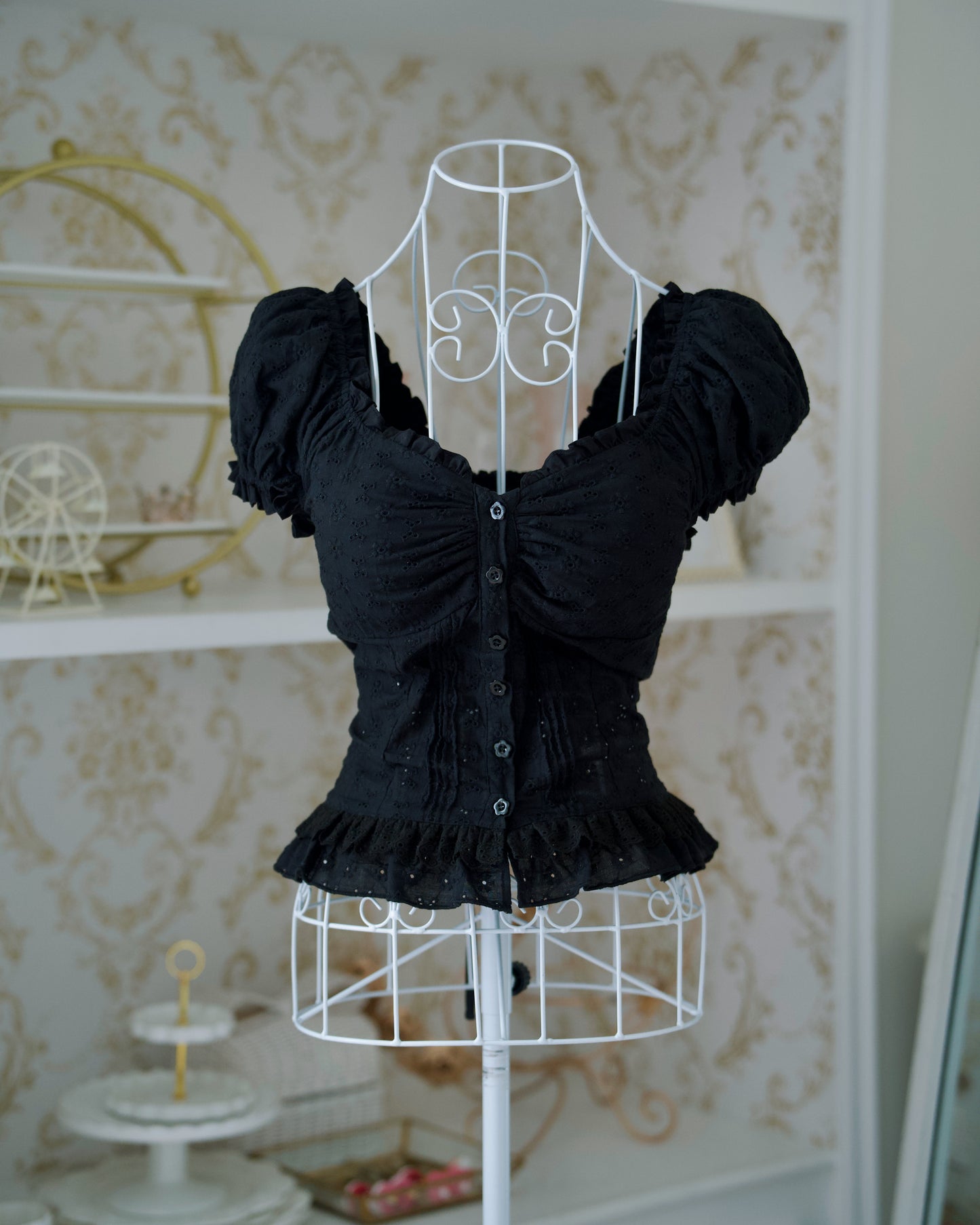 Shojo Girl Cotton Blouse Black
