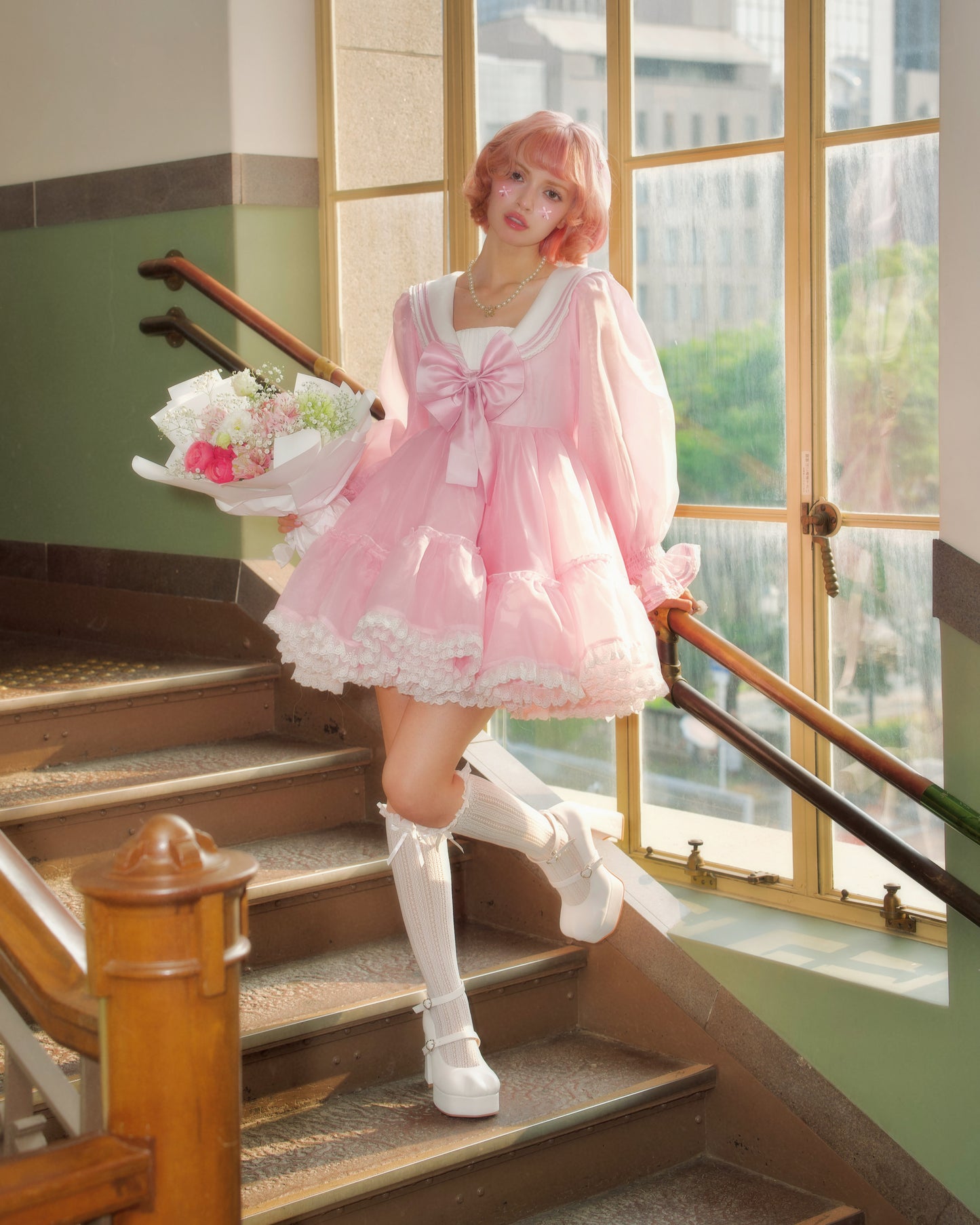 Sailor Puff Dress // Pastel Pink PREORDER