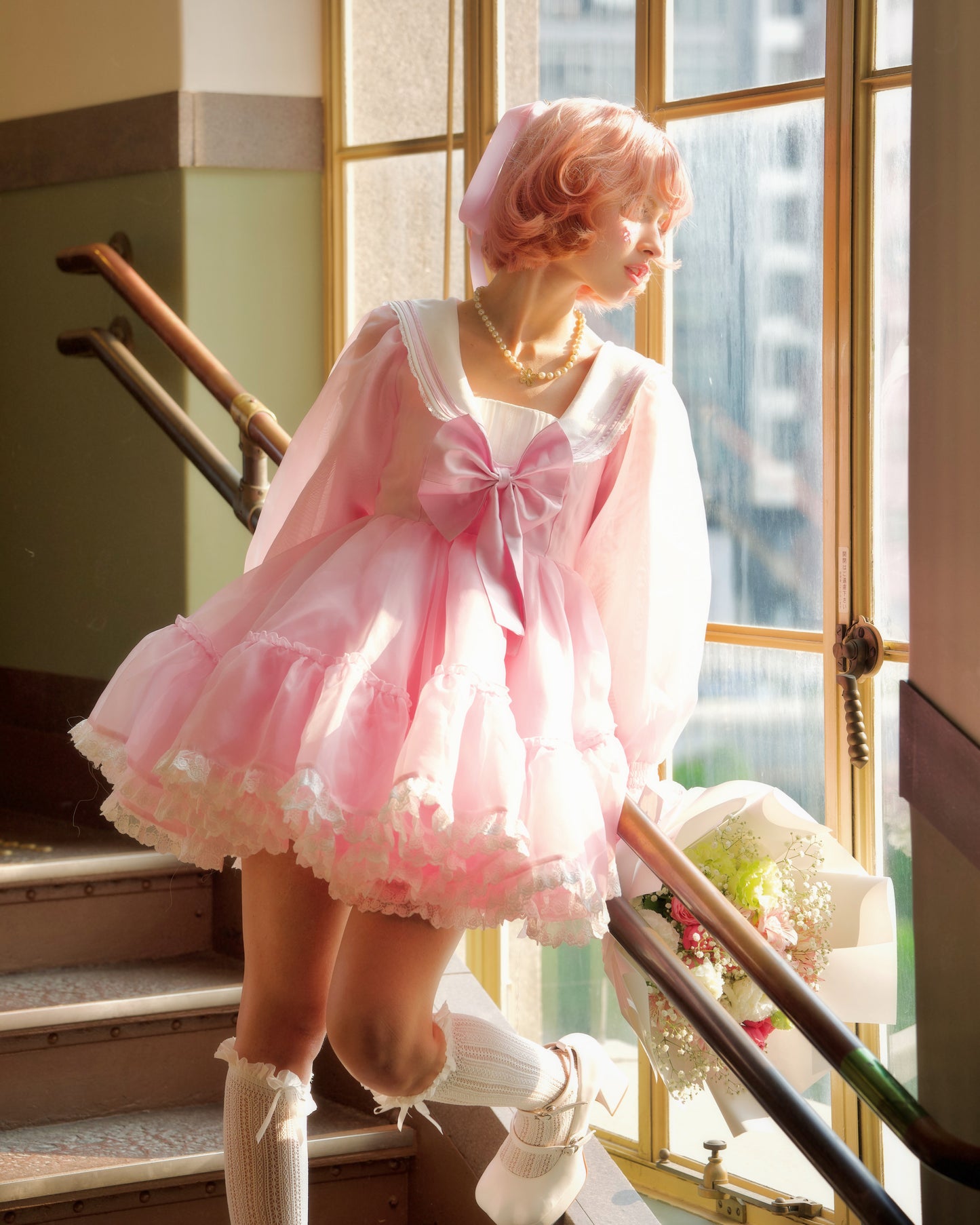 Sailor Puff Dress // Pastel Pink PREORDER