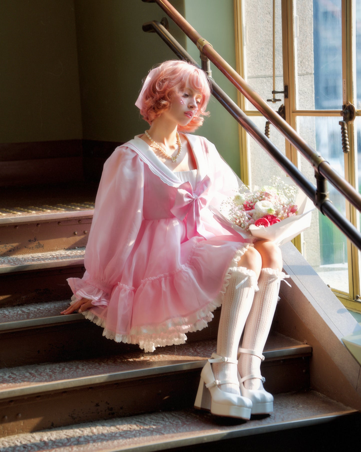 Sailor Puff Dress // Pastel Pink PREORDER
