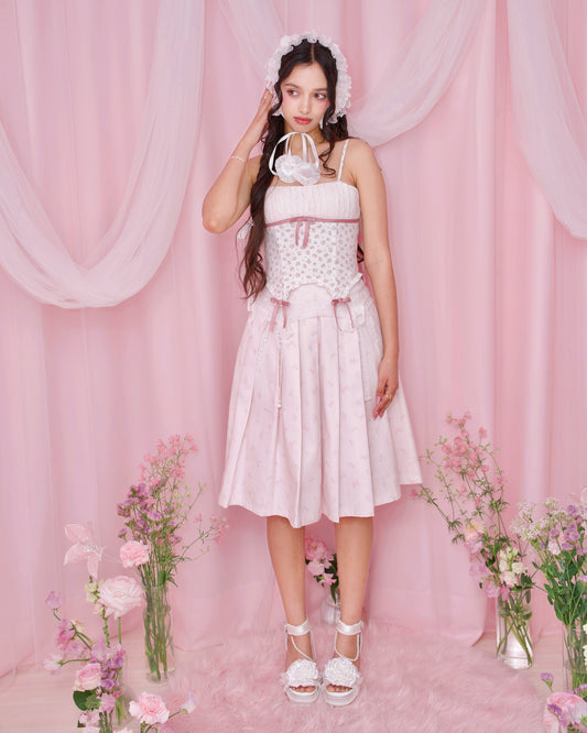 Love Note Long Pleated Skirt - Pink
