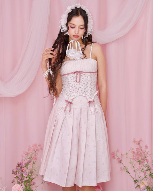 Love Note Long Pleated Skirt - Pink