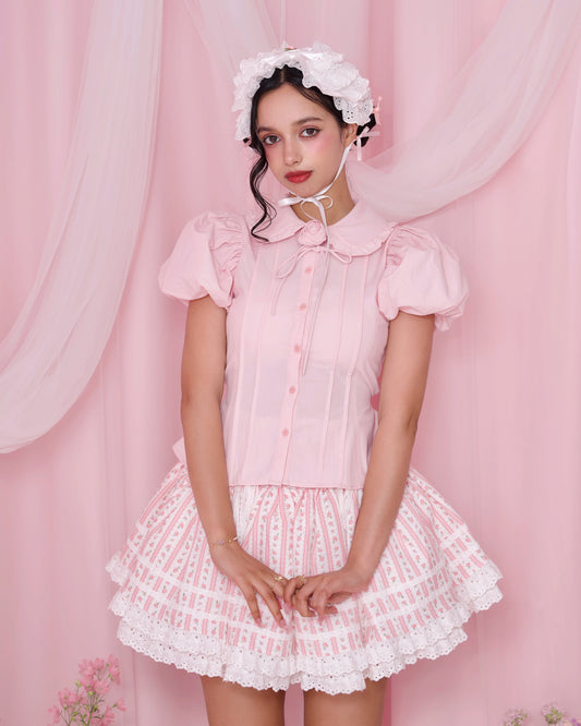 Rosa D'Amour Shortsleeve Blouse - Pink // PREORDER