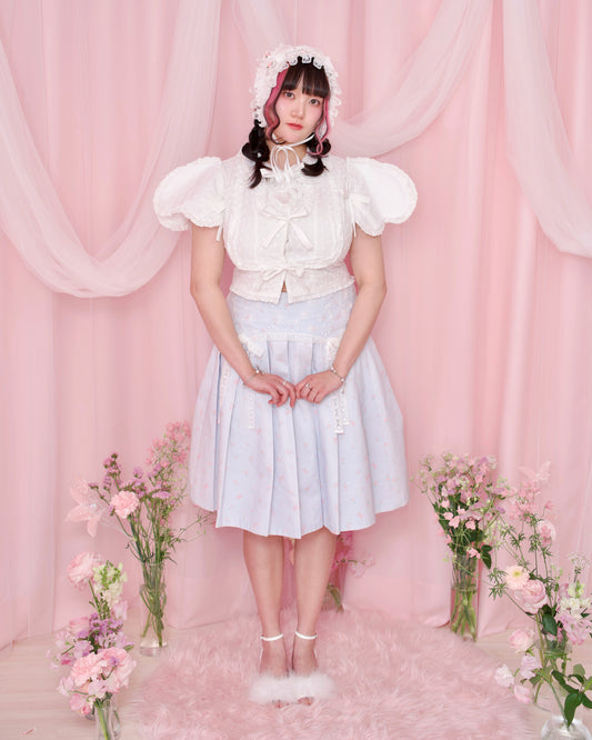 Love Note Long Pleated Skirt - Blue