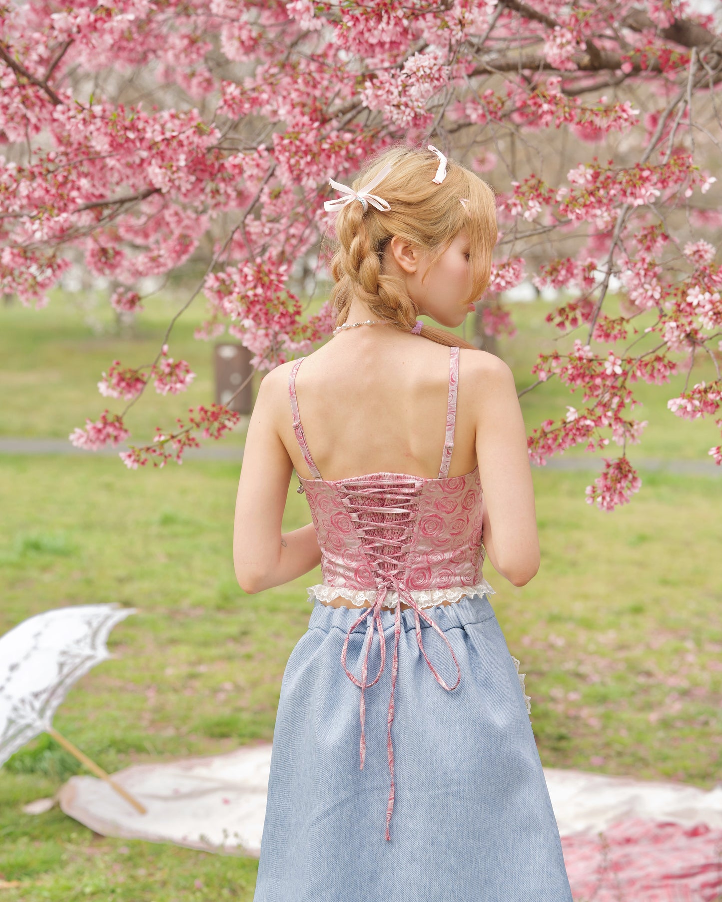 Rosé de Versailles 3 Way Corset Top Berry Pink PREORDER