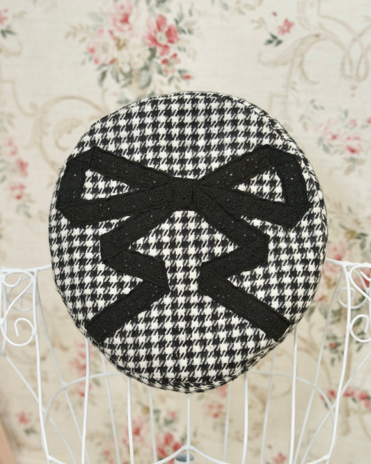 Prep School Idol Beret Black Houndstooth