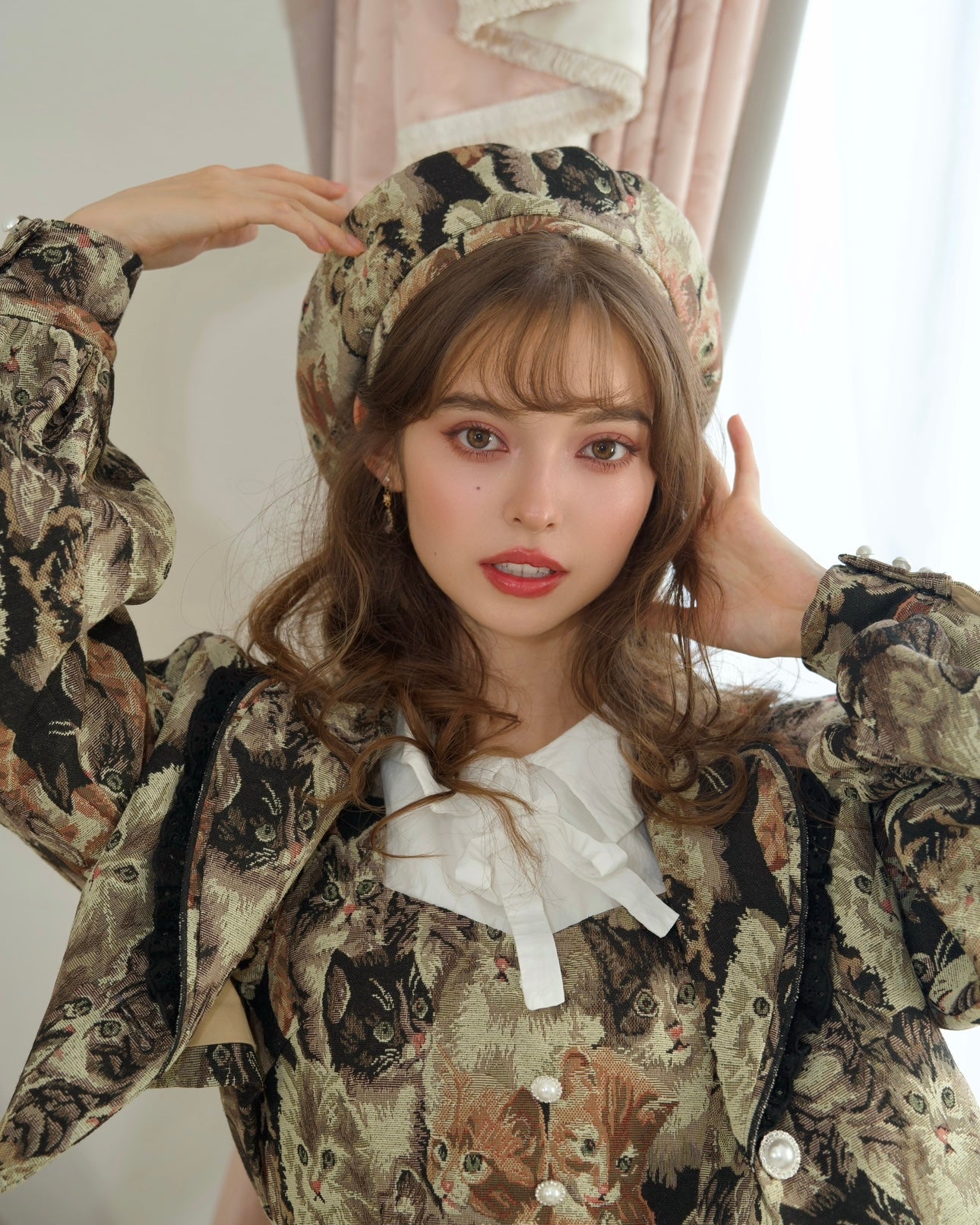 Prep School Idol Beret Kitty Print
