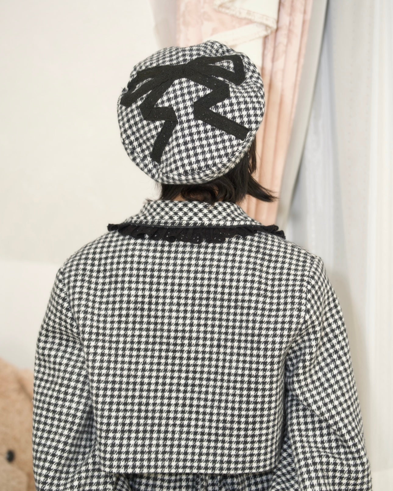 Prep School Idol Beret Black Houndstooth