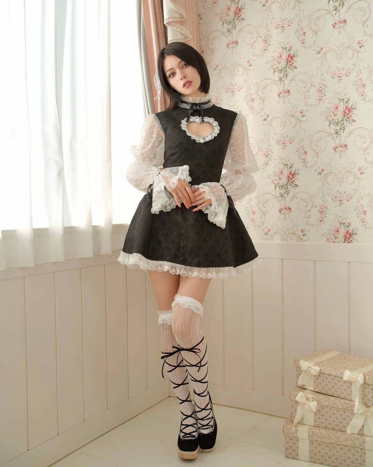 Cherub's Touch Heart Cutout Dress BLACK PREORDER