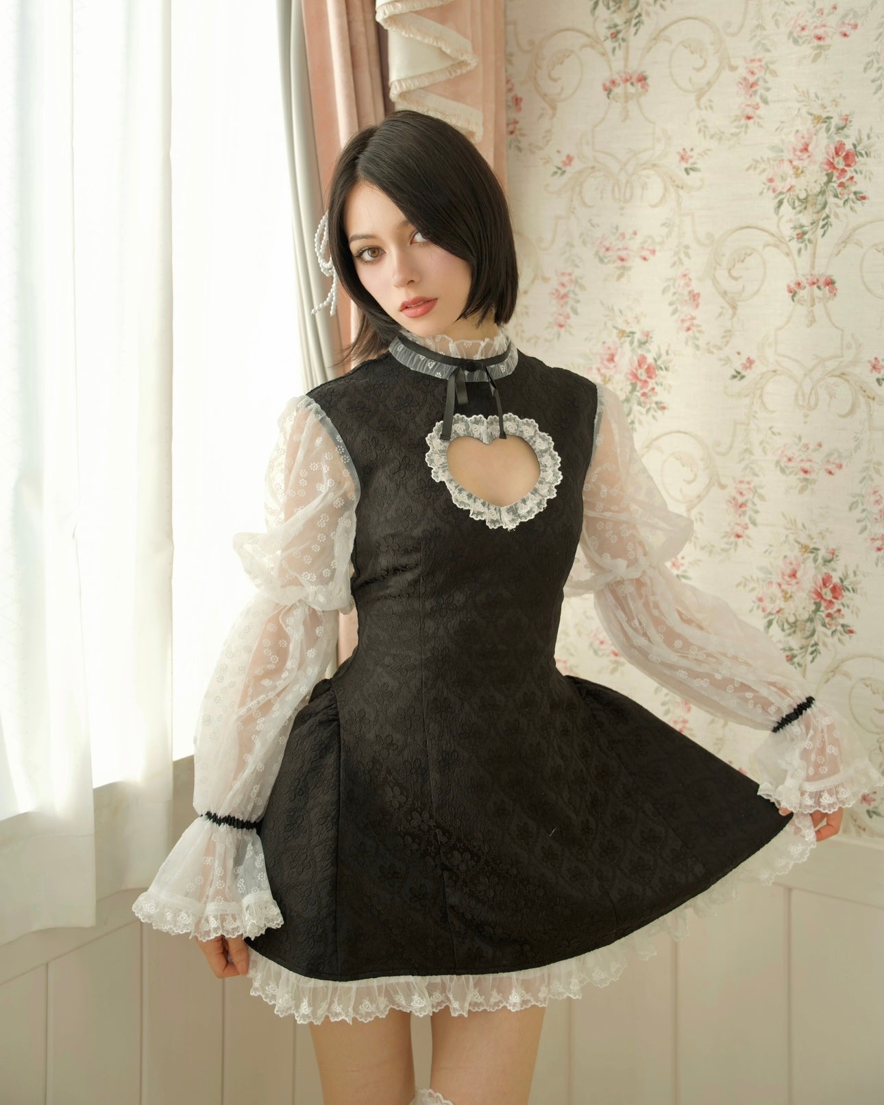 Cherub's Touch Heart Cutout Dress BLACK PREORDER
