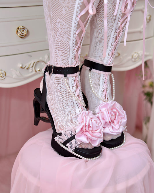 Princess Rose Platform Sandals - Black // PREORDER