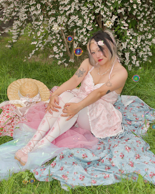 Sunberry Halter Dress, Pink Floral Motif