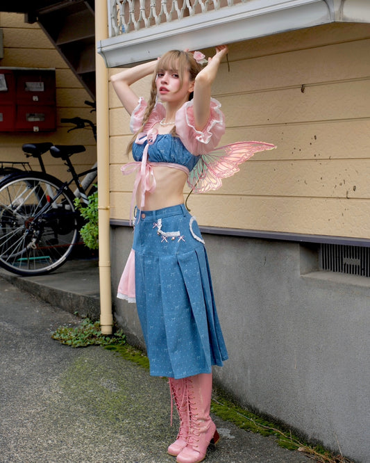 ”You're Cute" Denim Set Top