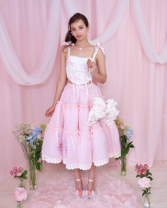 Princess Tier Cake Long Tulle Skirt - Pink // PREORDER