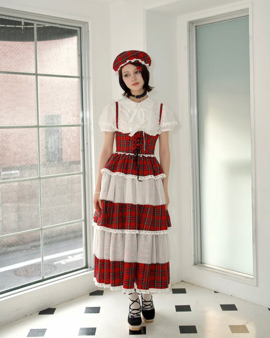 Cascade Corset Skirt RED CHECK