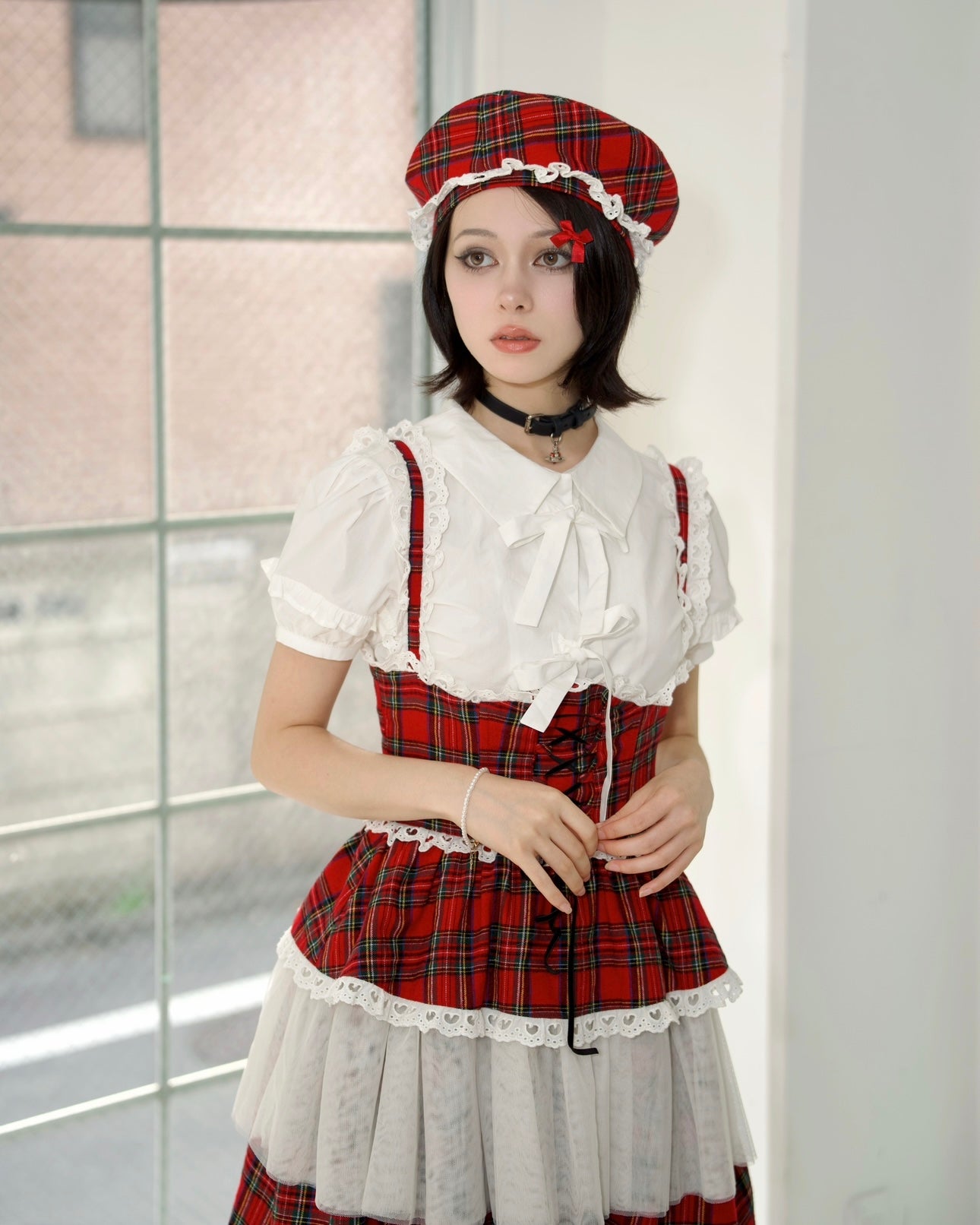 Cascade Corset Skirt RED CHECK