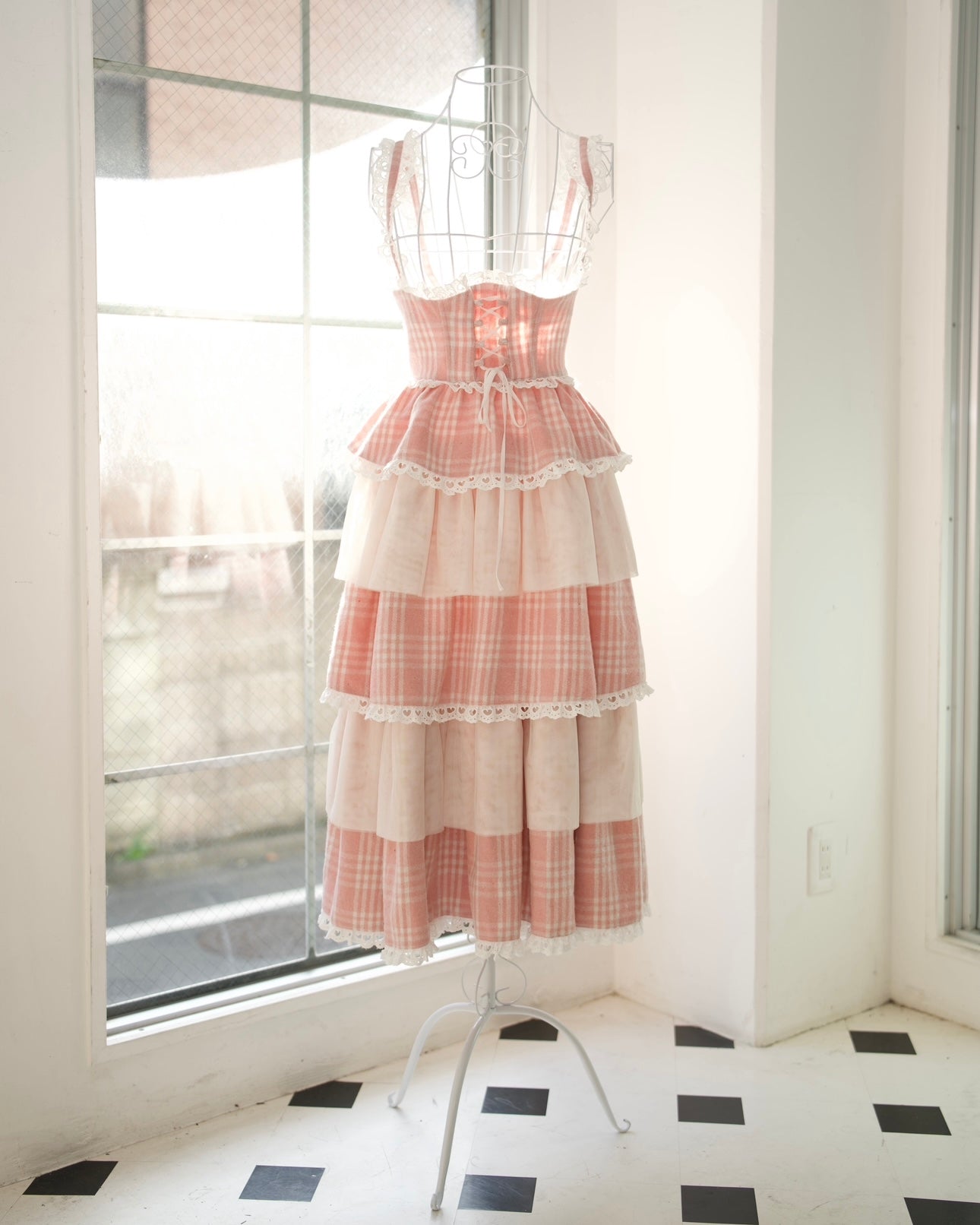 Cascade Corset Skirt PINK CHECK