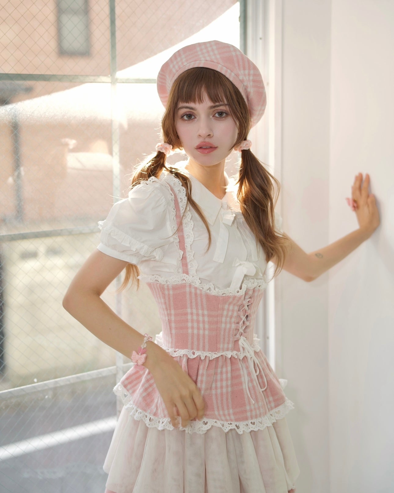 Cascade Corset Skirt PINK CHECK