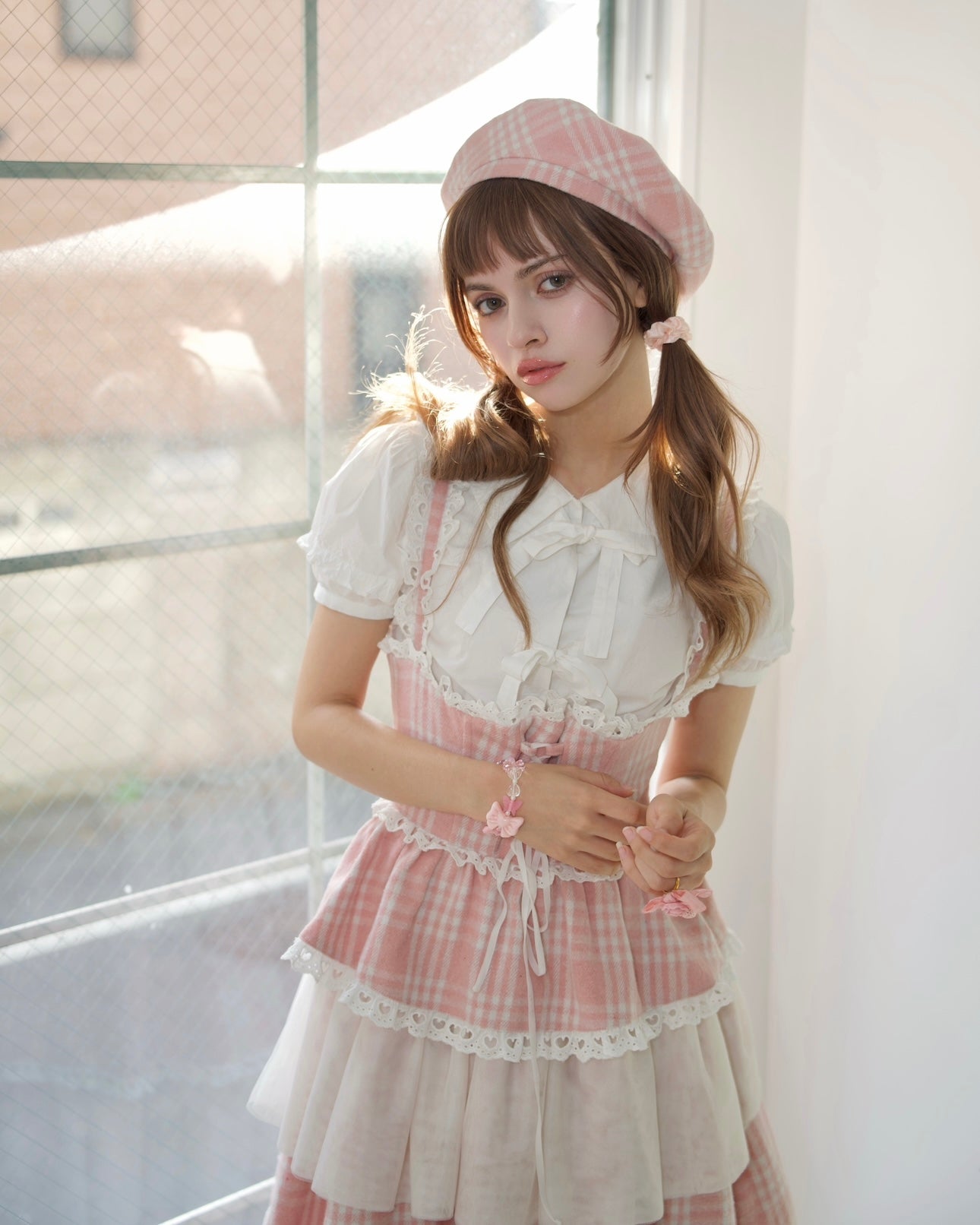 Cascade Corset Skirt PINK CHECK